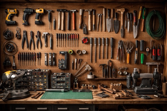 A well organized workshop tool wall representing a full stack product manager’s range of skills.